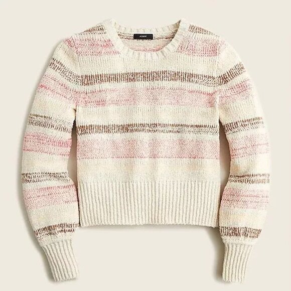 J.Crew Bouclé Crewneck Sweater in Wide Stripe - Size Large - Picture 1 of 8